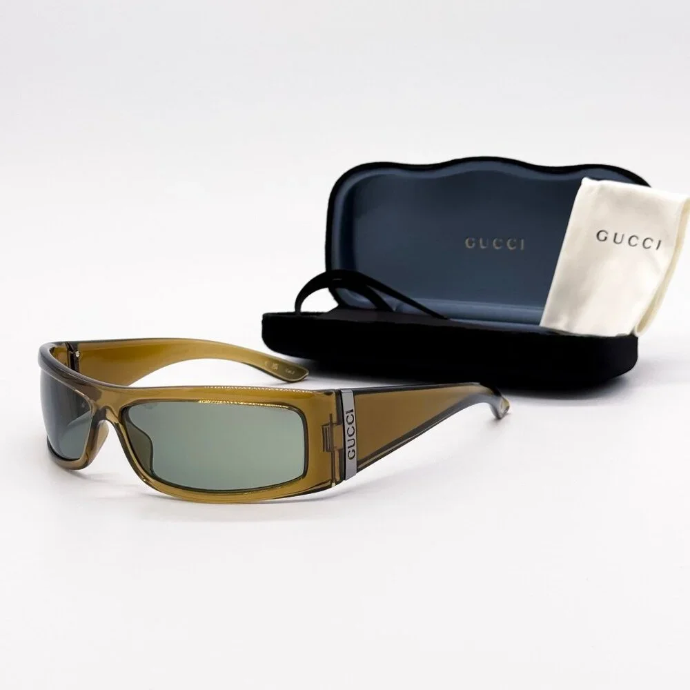 NEW GUCCI SUNGLASSES GG1492S 003 BROWN/GREEN UNISEX EYEWEAR